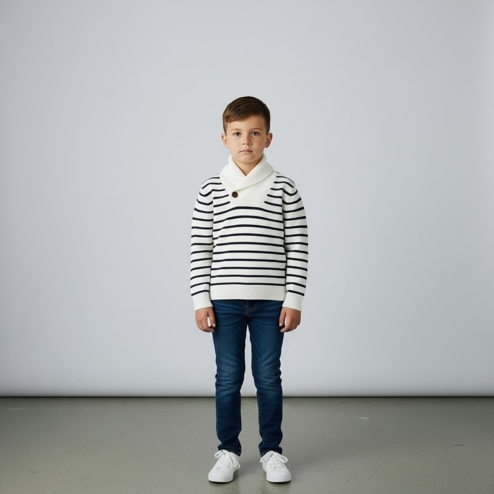 Janie and Jack Boys Striped Cotton Sweater SZ 7 preppy holiday nautical coastal
